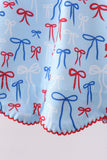 Blue bow smocked ruffle shorts set - Aaria Tees Aaria Tees