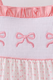 Pink bow smocked dot ruffle dress - Aaria Tees Aaria Tees