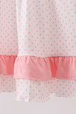 Pink bow smocked dot ruffle dress - Aaria Tees Aaria Tees