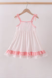 Pink bow smocked dot ruffle dress - Aaria Tees Aaria Tees