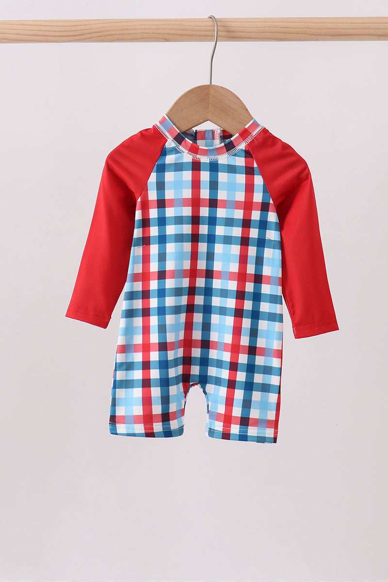 Red plaid one-piece swimsuit - Aaria Tees Aaria Tees
