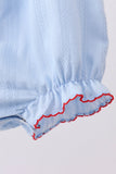 Blue jacquard embroidery bubble - Aaria Tees Aaria Tees