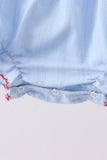 Blue jacquard embroidery bubble - Aaria Tees Aaria Tees
