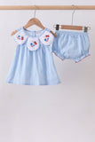 Blue jacquard embroidery bloomer set - Aaria Tees Aaria Tees