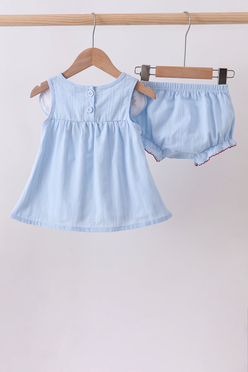 Blue jacquard embroidery bloomer set - Aaria Tees Aaria Tees