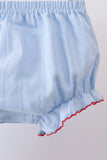 Blue jacquard embroidery bloomer set - Aaria Tees Aaria Tees