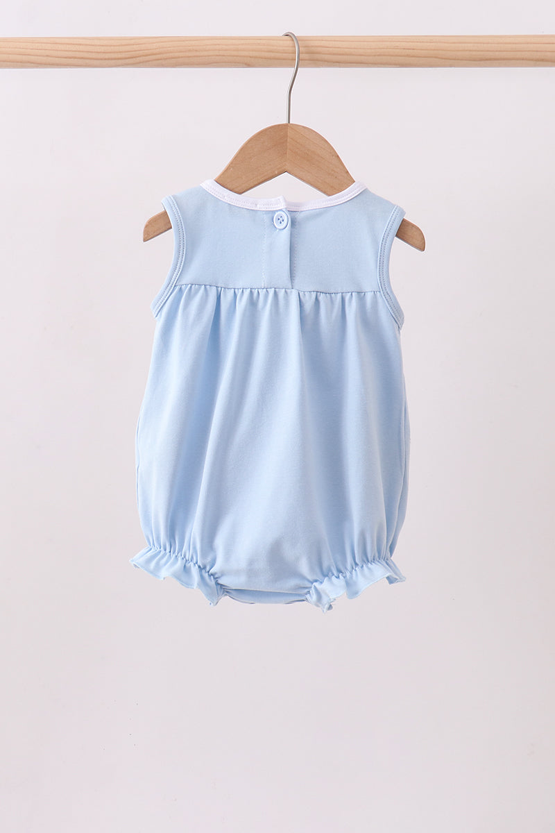 Blue god bless America flag french knot ruffle bubble - Aaria Tees Aaria Tees