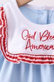 Blue god bless America flag french knot ruffle bloomer set - Aaria Tees Aaria Tees