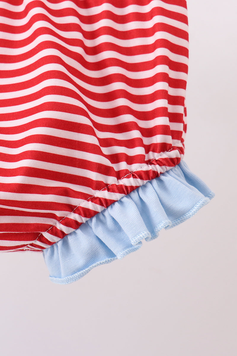 Blue god bless America flag french knot ruffle bloomer set - Aaria Tees Aaria Tees