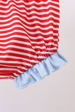 Blue god bless America flag french knot ruffle bloomer set - Aaria Tees Aaria Tees