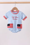 Blue god bless America flag french knot bubble - Aaria Tees Aaria Tees