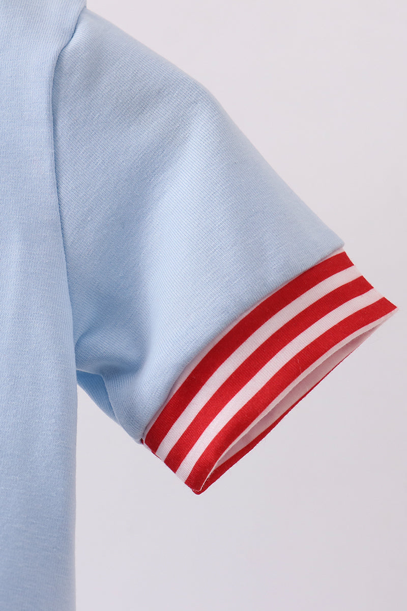 Blue god bless America flag french knot bubble - Aaria Tees Aaria Tees