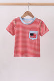 Red stripe flag french knot top - Aaria Tees Aaria Tees