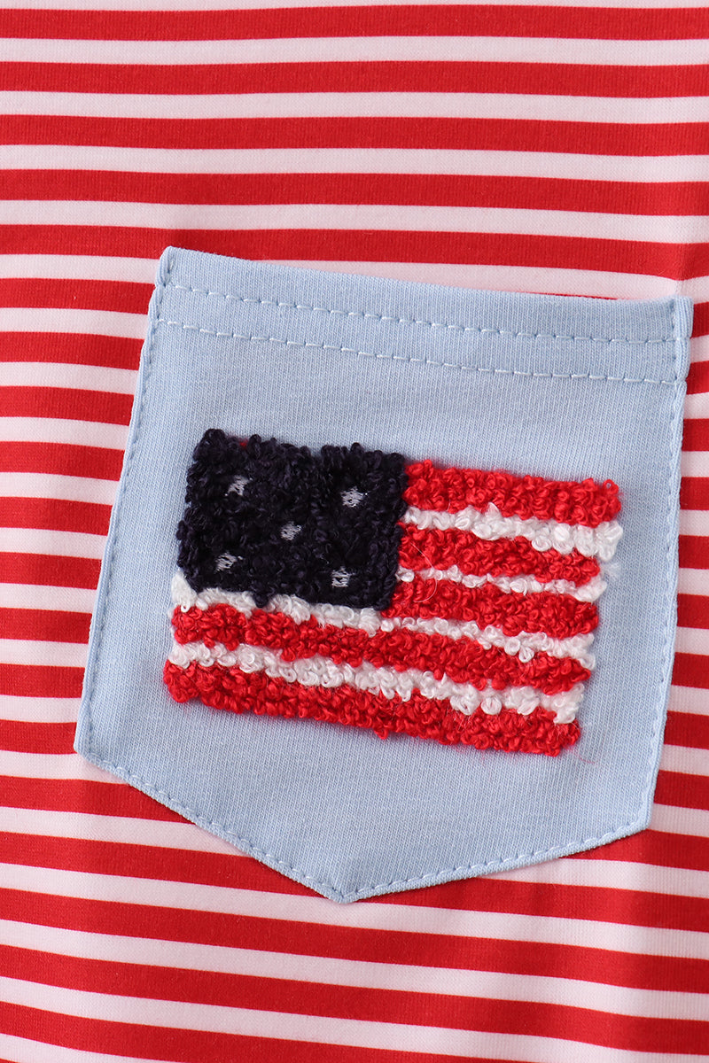 Red stripe flag french knot top - Aaria Tees Aaria Tees