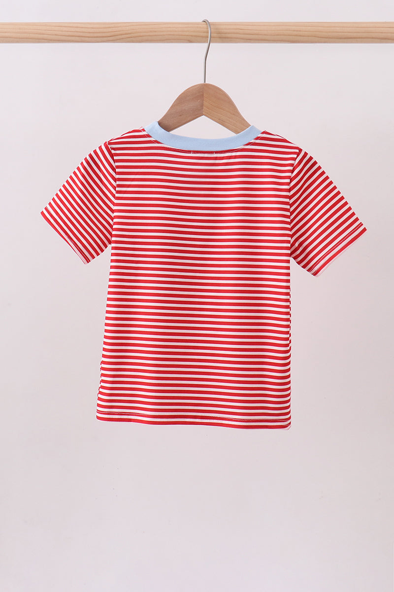 Red stripe flag french knot top - Aaria Tees Aaria Tees