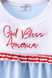 Blue god bless America flag french knot ruffle shorts set - Aaria Tees Aaria Tees