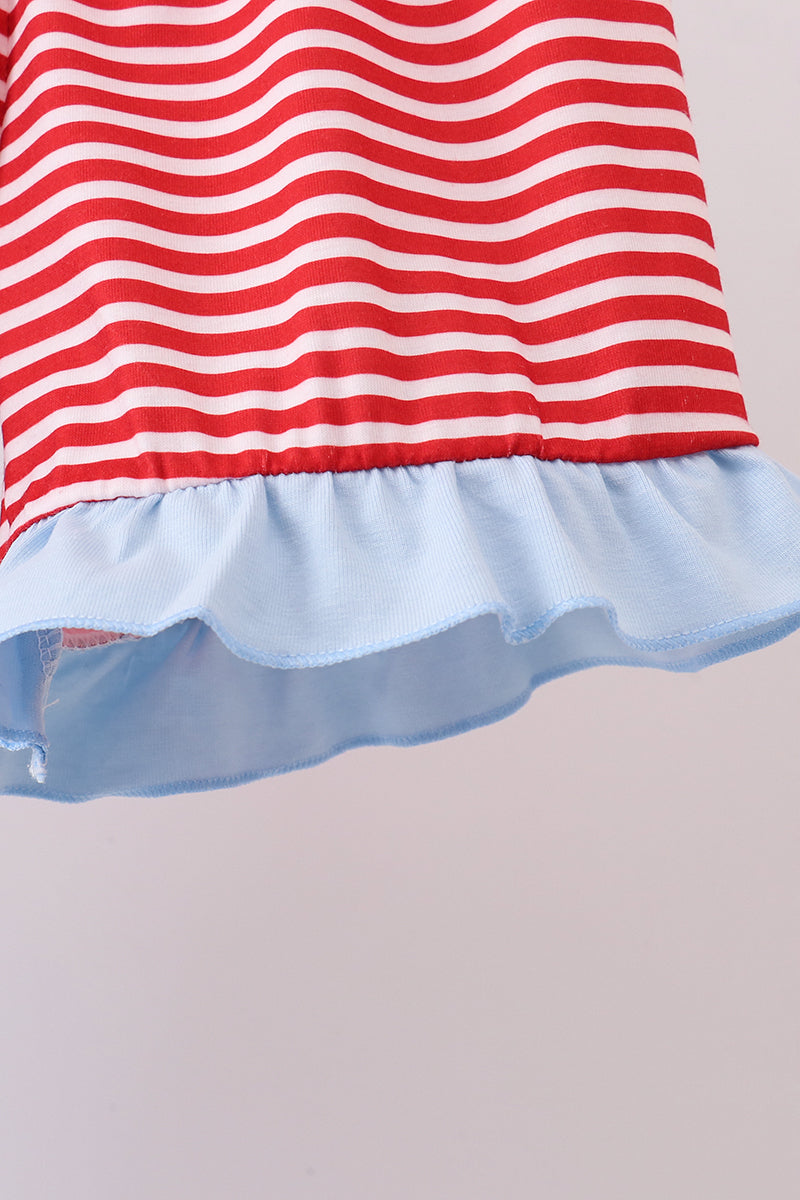 Blue god bless America flag french knot ruffle shorts set - Aaria Tees Aaria Tees