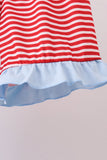 Blue god bless America flag french knot ruffle shorts set - Aaria Tees Aaria Tees