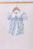Blue rose smocked bubble - Aaria Tees Aaria Tees