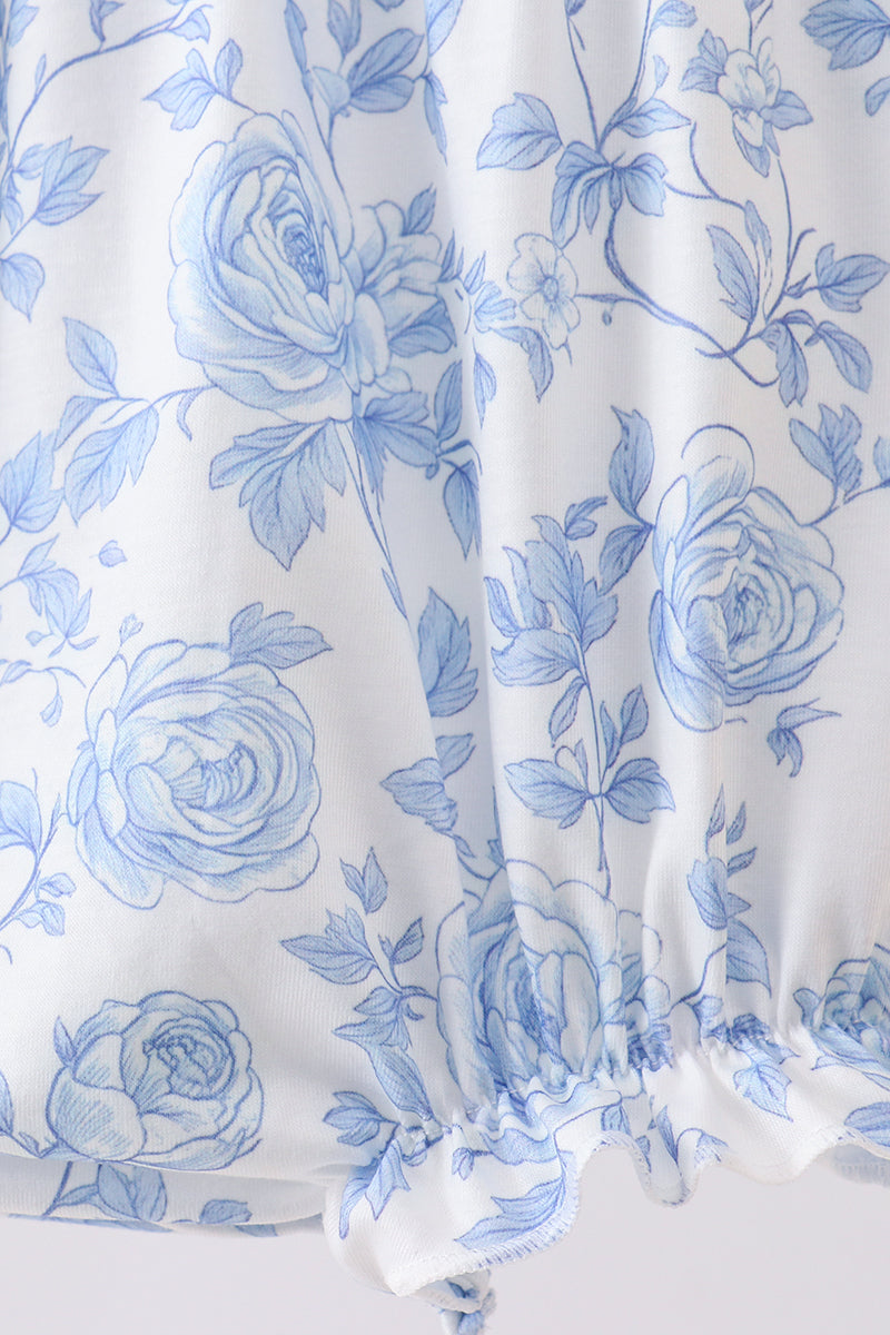 Blue rose smocked bubble - Aaria Tees Aaria Tees