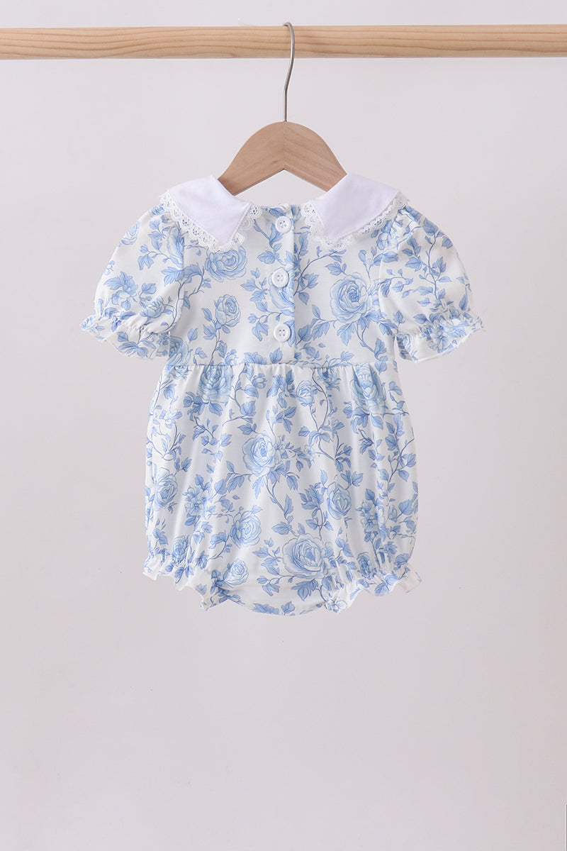 Blue rose smocked bubble - Aaria Tees Aaria Tees