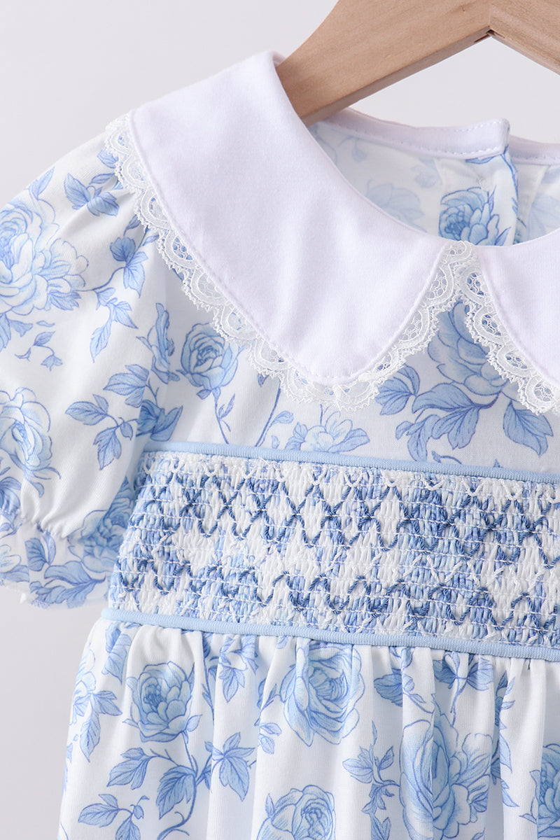 Blue rose smocked bloomer set - Aaria Tees Aaria Tees