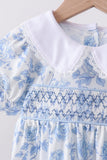 Blue rose smocked bloomer set - Aaria Tees Aaria Tees