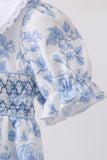 Blue rose smocked bloomer set - Aaria Tees Aaria Tees