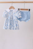 Blue rose smocked bloomer set - Aaria Tees Aaria Tees