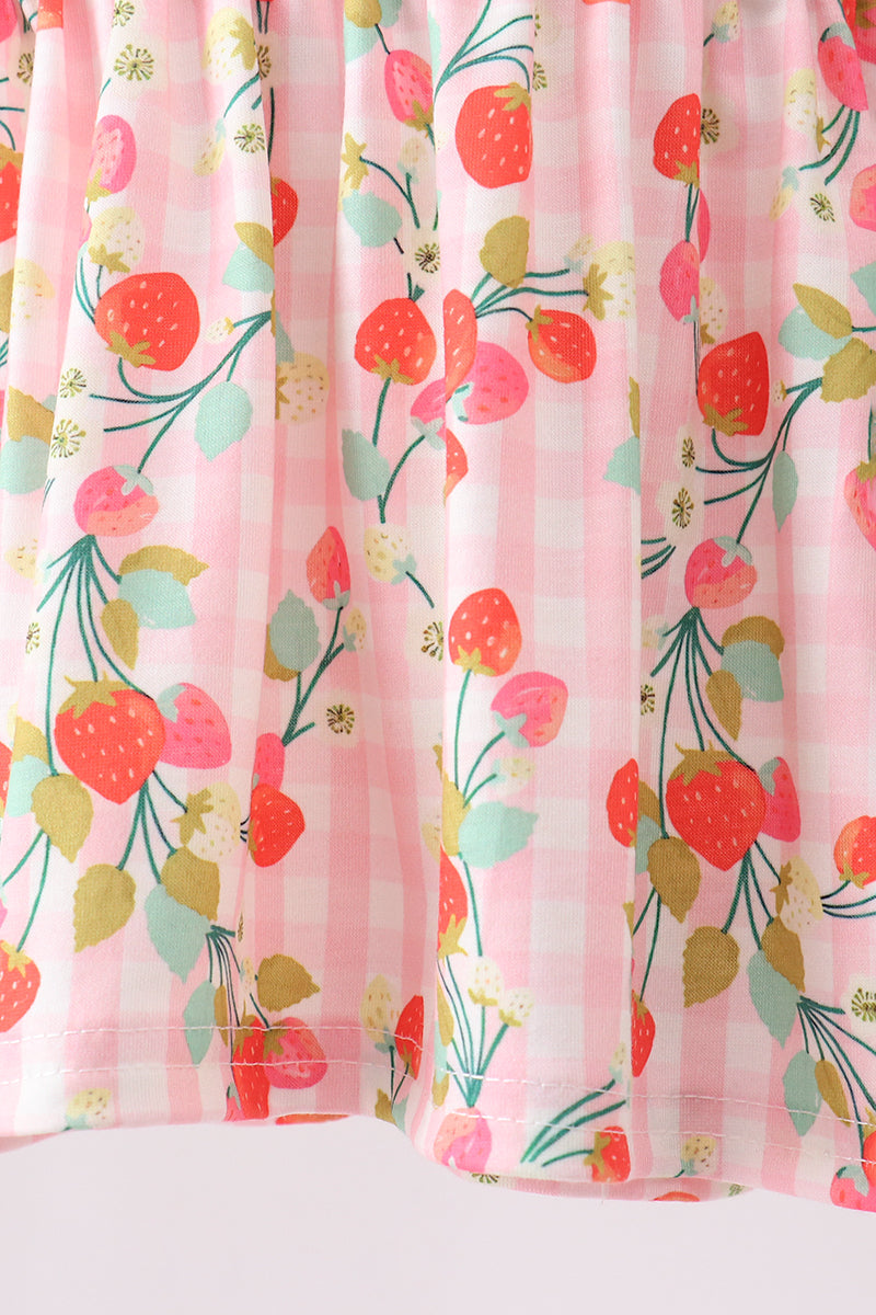 Pink strawberry smocked bloomer set - Aaria Tees Aaria Tees