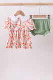 Pink strawberry smocked bloomer set - Aaria Tees Aaria Tees