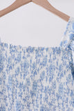 Blue rose smocked ruffle dress (length 41.33in) - Aaria Tees Aaria Tees