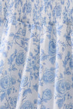 Blue rose smocked ruffle dress (length 41.33in) - Aaria Tees Aaria Tees