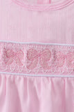 Pink bow smocked ruffle bubble - Aaria Tees Aaria Tees