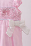Pink bow smocked ruffle bubble - Aaria Tees Aaria Tees