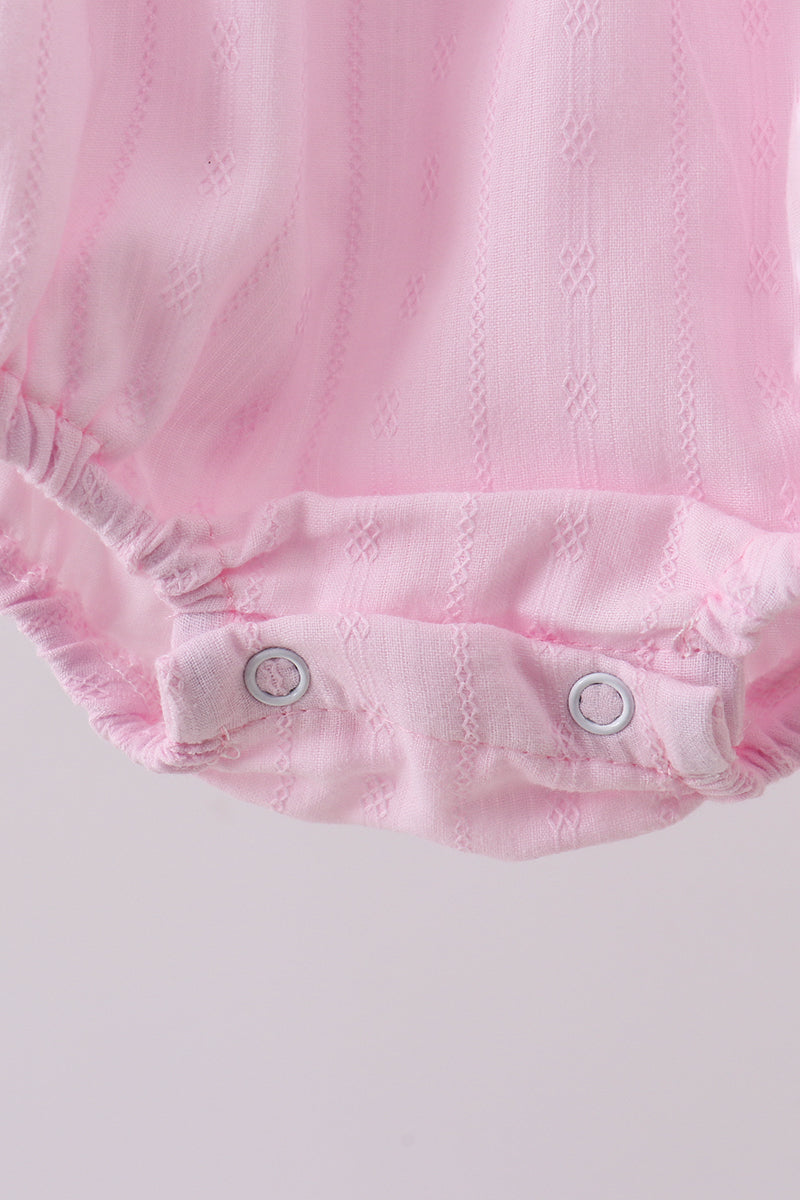 Pink bow smocked ruffle bubble - Aaria Tees Aaria Tees