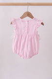 Pink bow smocked ruffle bubble - Aaria Tees Aaria Tees