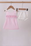 Pink bow smocked bloomer set - Aaria Tees Aaria Tees