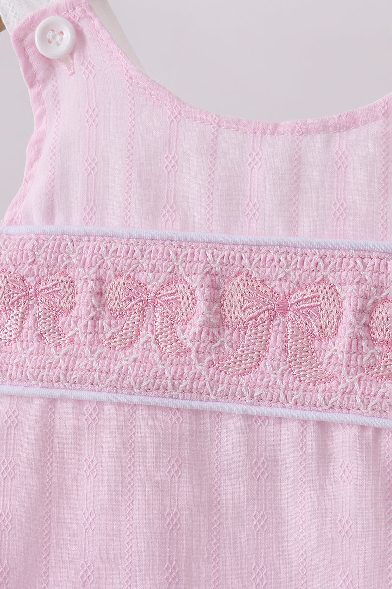 Pink bow smocked bloomer set - Aaria Tees Aaria Tees