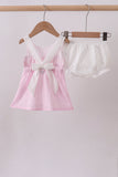 Pink bow smocked bloomer set - Aaria Tees Aaria Tees