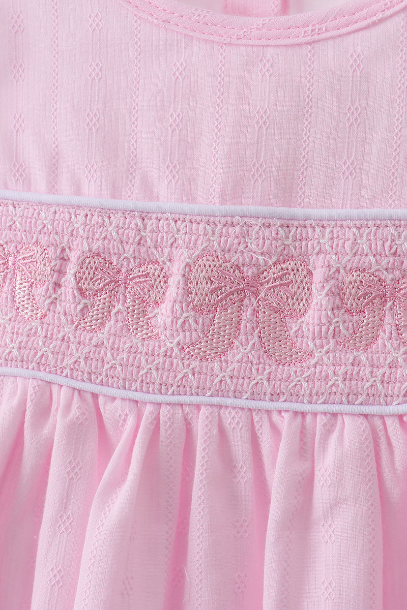 Pink bow smocked ruffle dress - Aaria Tees Aaria Tees
