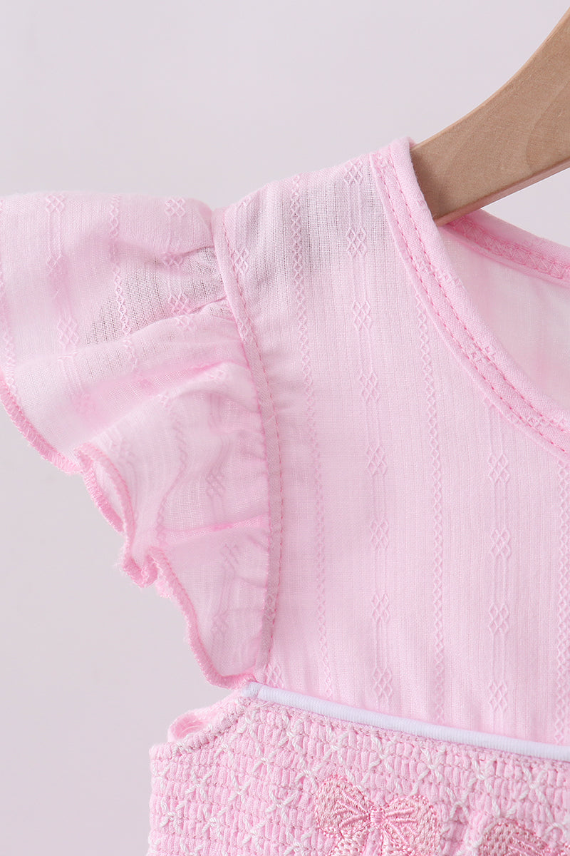 Pink bow smocked ruffle dress - Aaria Tees Aaria Tees