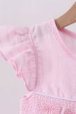 Pink bow smocked ruffle dress - Aaria Tees Aaria Tees