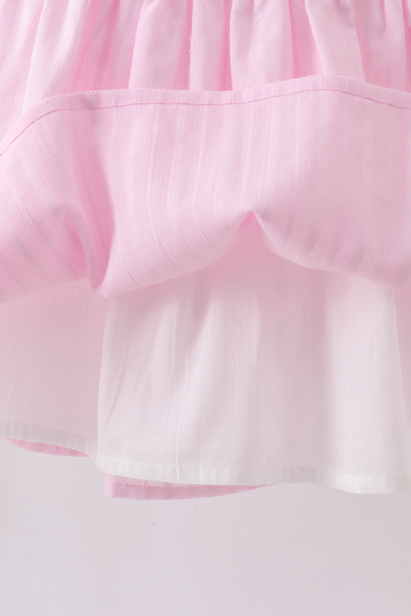 Pink bow smocked ruffle dress - Aaria Tees Aaria Tees