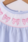 Blue bow smocked bloomer set - Aaria Tees Aaria Tees