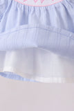 Blue bow smocked bloomer set - Aaria Tees Aaria Tees