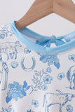 Blue farm print rashguard - Aaria Tees Aaria Tees