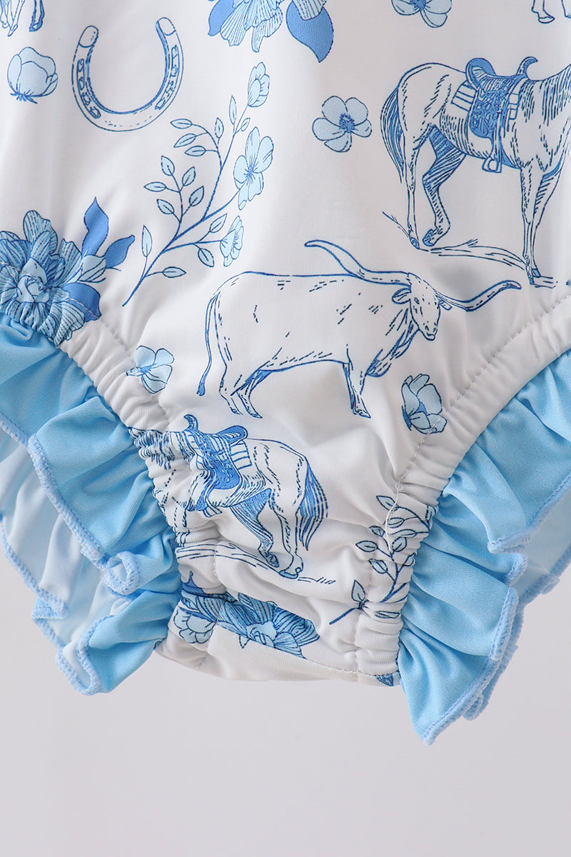 Blue farm print rashguard - Aaria Tees Aaria Tees