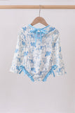 Blue farm print rashguard - Aaria Tees Aaria Tees