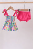 Tropical floral smocked bloomer set - Aaria Tees Aaria Tees